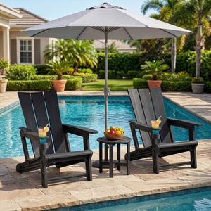Curved backrest offers enhanced support for your back and shoulders<br>With wide armrests for added comfort and support<br>Built-in cup holder keeps your drink within easy reach<br>HDPE material is sun-protective  fade-resistant  waterproof  built to last