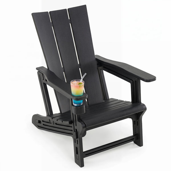 Curved backrest offers enhanced support for your back and shoulders<br>With wide armrests for added comfort and support<br>Built-in cup holder keeps your drink within easy reach<br>HDPE material is sun-protective  fade-resistant  waterproof  built to last