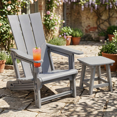 Curved backrest offers enhanced support for your back and shoulders<br>With wide armrests for added comfort and support<br>Built-in cup holder keeps your drink within easy reach<br>HDPE material is sun-protective  fade-resistant  waterproof  built to last