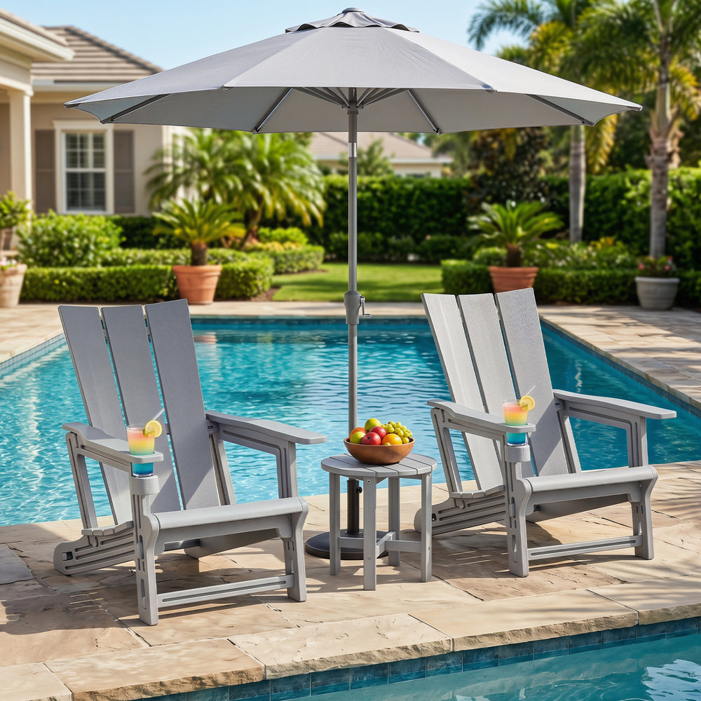 Curved backrest offers enhanced support for your back and shoulders<br>With wide armrests for added comfort and support<br>Built-in cup holder keeps your drink within easy reach<br>HDPE material is sun-protective  fade-resistant  waterproof  built to last