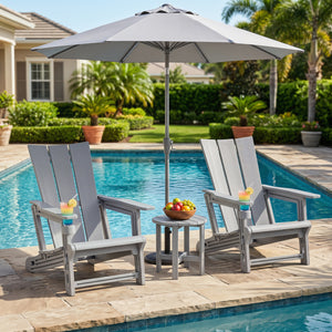 Curved backrest offers enhanced support for your back and shoulders<br>With wide armrests for added comfort and support<br>Built-in cup holder keeps your drink within easy reach<br>HDPE material is sun-protective  fade-resistant  waterproof  built to last