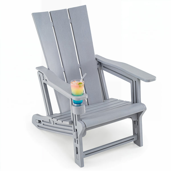Curved backrest offers enhanced support for your back and shoulders<br>With wide armrests for added comfort and support<br>Built-in cup holder keeps your drink within easy reach<br>HDPE material is sun-protective  fade-resistant  waterproof  built to last
