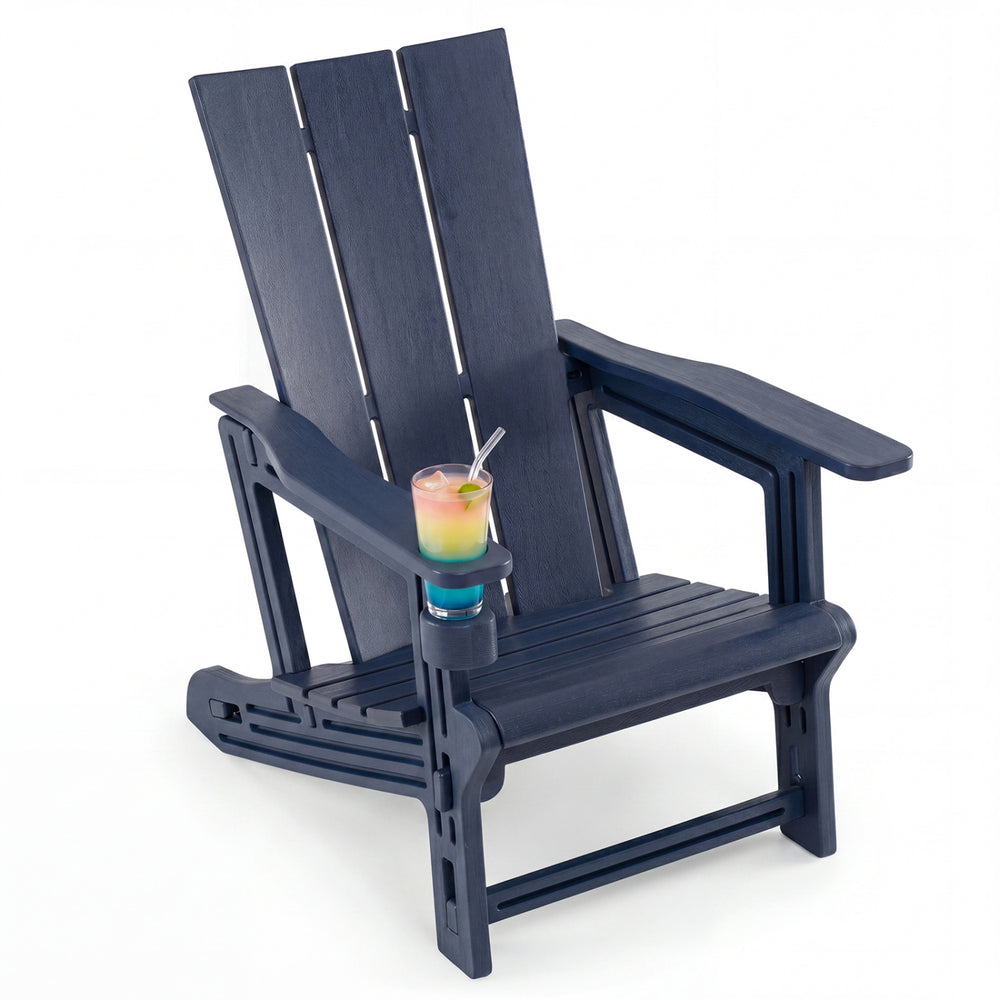 Curved backrest offers enhanced support for your back and shoulders<br>With wide armrests for added comfort and support<br>Built-in cup holder keeps your drink within easy reach<br>HDPE material is sun-protective  fade-resistant  waterproof  built to last