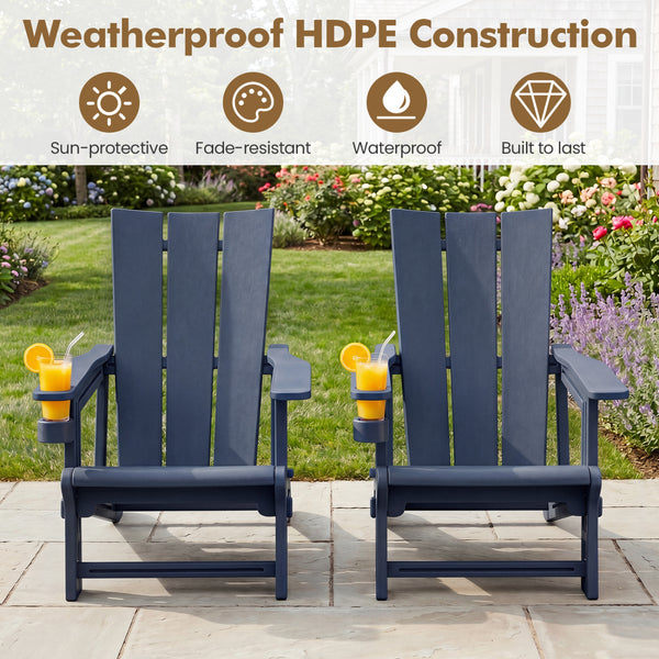 Curved backrest offers enhanced support for your back and shoulders<br>With wide armrests for added comfort and support<br>Built-in cup holder keeps your drink within easy reach<br>HDPE material is sun-protective  fade-resistant  waterproof  built to last