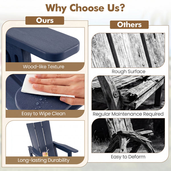 Curved backrest offers enhanced support for your back and shoulders<br>With wide armrests for added comfort and support<br>Built-in cup holder keeps your drink within easy reach<br>HDPE material is sun-protective  fade-resistant  waterproof  built to last