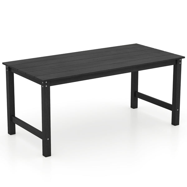 All-weather and anti-fading HDPE ensures longevity and beauty<br>Wood-like tabletop with an easy-to-clean surface for convenience<br>Compatible with various types of umbrellas thanks to a umbrella hole<br>Suitable for gathering with family and friends wit