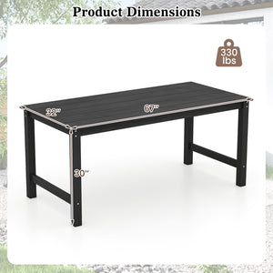 All-weather and anti-fading HDPE ensures longevity and beauty<br>Wood-like tabletop with an easy-to-clean surface for convenience<br>Compatible with various types of umbrellas thanks to a umbrella hole<br>Suitable for gathering with family and friends wit
