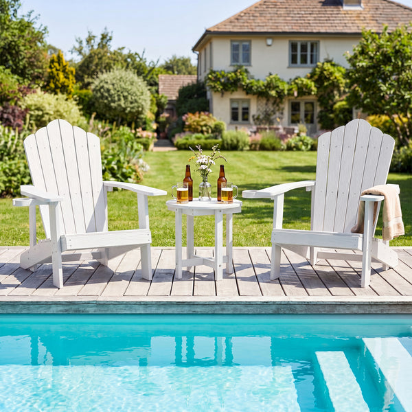 All-weather HIPS material is anti-crack  sun-protective  and waterproof Reinforced hardware and stable X-shaped base to ensure a reliable frame Slatted tabletop with stylish wood-grain detail for patio-ready appeal Features a smooth surface that is easy t
