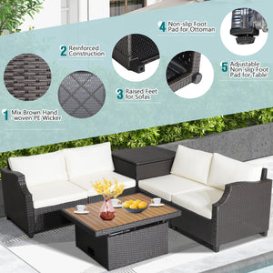 Ship in 3 boxes (box 1 includes screws)  may not arrive on the same day<br>Put needed items on the coffee table for easy access<br>Put legs on the ottoman with cushion for complete relaxation<br>Combine a coffee table and ottoman as one to create a height