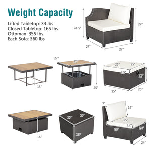 Ship in 3 boxes (box 1 includes screws)  may not arrive on the same day<br>Put needed items on the coffee table for easy access<br>Put legs on the ottoman with cushion for complete relaxation<br>Combine a coffee table and ottoman as one to create a height