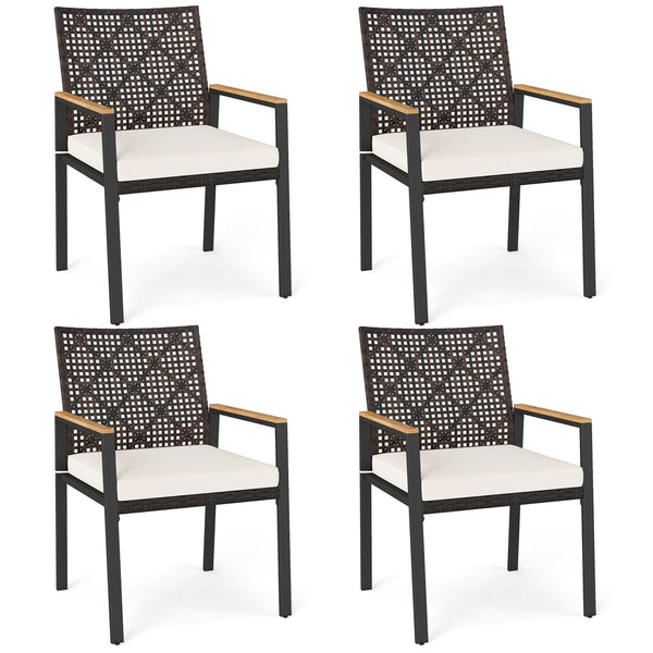 2"/6 cm thickened cushion with soft sponge padding for comfortable seating<br>Removable and washable zippered cover for easy cleaning and lasting freshness<br>Selected mix brown PE rattan with hand-woven  sun-protective design<br>Wear-resistant constructi