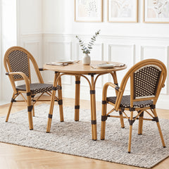 Discover the perfect blend of classic French style and modern comfort<br>The wood-like frame surface adds a classic decorative element<br>Hand-woven with premium PE rattan for a breathable seating experience<br>Fade-resistant and sun-protective wicker mai