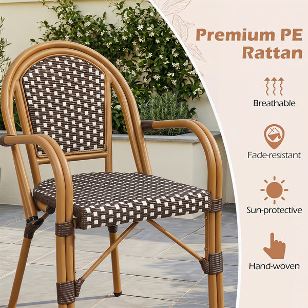 Discover the perfect blend of classic French style and modern comfort<br>The wood-like frame surface adds a classic decorative element<br>Hand-woven with premium PE rattan for a breathable seating experience<br>Fade-resistant and sun-protective wicker mai