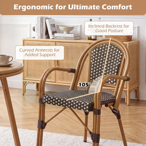 Discover the perfect blend of classic French style and modern comfort<br>The wood-like frame surface adds a classic decorative element<br>Hand-woven with premium PE rattan for a breathable seating experience<br>Fade-resistant and sun-protective wicker mai