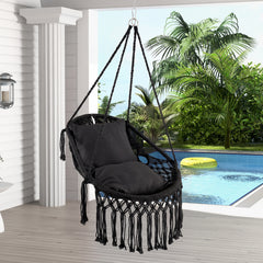 2 soft cushions offer comfortable sitting experience<br>High-grade polyester cotton woven seat withstands the test of time<br>Firmly supported by heavy-duty metal frame<br>Elegant appearance with graceful tassels<br>Suitable for both indoor and outdoor oc