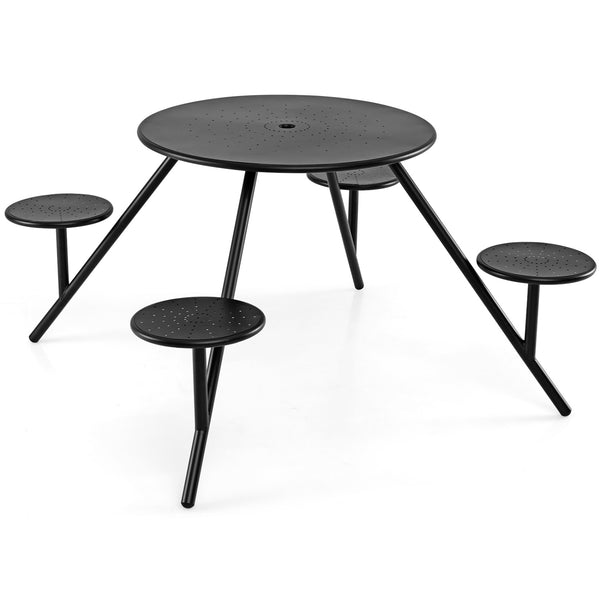 Galvanized iron frame improves longevity and strength<br>1.77" umbrella hole for your personal shade option<br>The tabletop holds 180 lbs and each seat supports 330 lbs<br>Suitable for easy gatherings with space-saving convenience<br>Vent holes improve ai