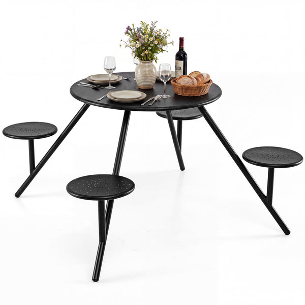 Galvanized iron frame improves longevity and strength<br>1.77" umbrella hole for your personal shade option<br>The tabletop holds 180 lbs and each seat supports 330 lbs<br>Suitable for easy gatherings with space-saving convenience<br>Vent holes improve ai