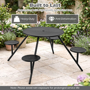 Galvanized iron frame improves longevity and strength<br>1.77" umbrella hole for your personal shade option<br>The tabletop holds 180 lbs and each seat supports 330 lbs<br>Suitable for easy gatherings with space-saving convenience<br>Vent holes improve ai