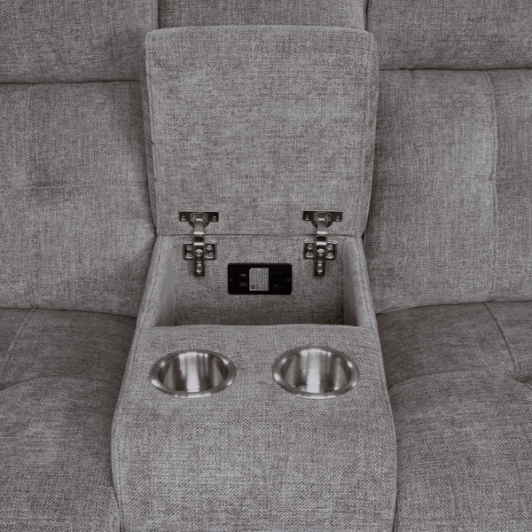 Richland - Bristol Grey Power Console Loveseat
