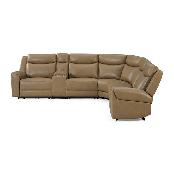 Momentum - Cashew 6 Piece Modular Power Reclining Sectional with Power Adjustable Headrests