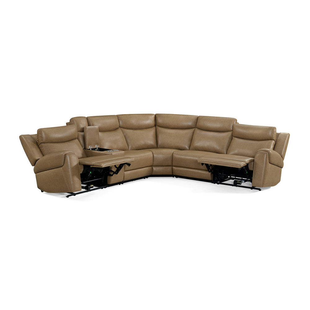 Momentum - Cashew 6 Piece Modular Power Reclining Sectional with Power Adjustable Headrests