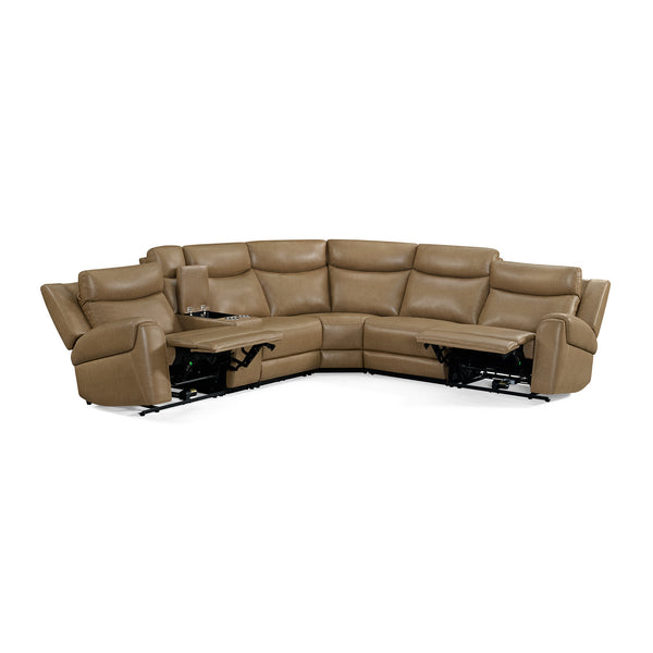 Momentum - Cashew 6 Piece Modular Power Reclining Sectional with Power Adjustable Headrests