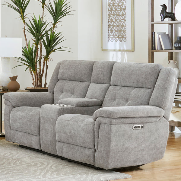 Richland - Bristol Grey Power Console Loveseat