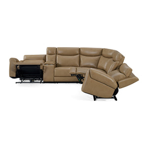 Momentum - Cashew 6 Piece Modular Power Reclining Sectional with Power Adjustable Headrests