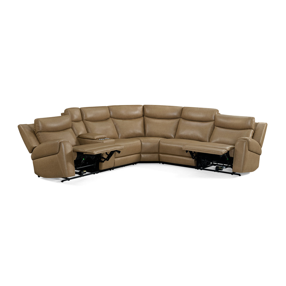 Momentum - Cashew 6 Piece Modular Power Reclining Sectional with Power Adjustable Headrests