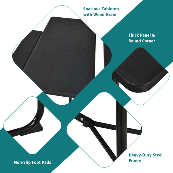 Two different colors for you to choose<br>Rounded corners greatly reduce the risk of bumping<br>Premium materials make the table durable and sturdy<br>Spacious desktop can hold lots of foods and drinks for party<br>The benches can support at most 4 adults