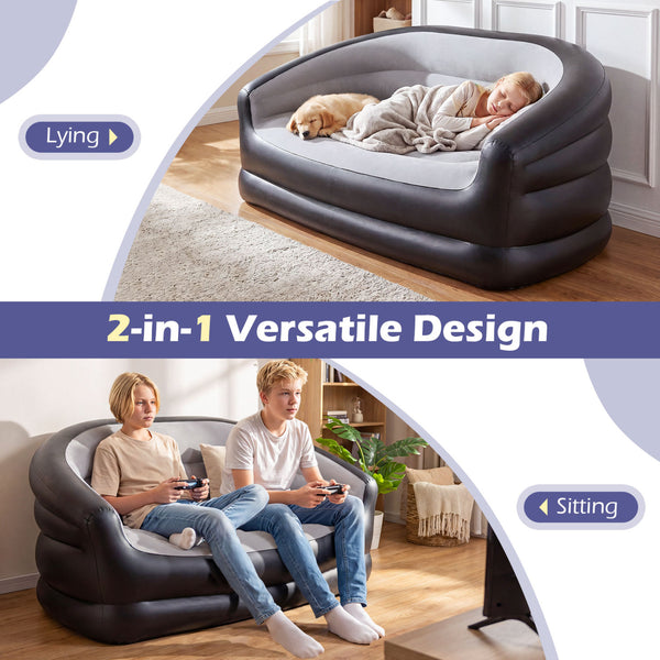 Soft flocked top offers cozy  skin-friendly lounging experience<br>Wrap-around backrest and armrests support all-day comfort<br>3-5 min quick inflation via a convenient 2-in-1 valve<br>Folds compact for easy storage or transport<br>6.5 lbs light weight fo