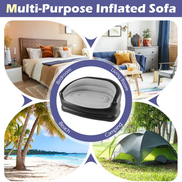 Soft flocked top offers cozy  skin-friendly lounging experience<br>Wrap-around backrest and armrests support all-day comfort<br>3-5 min quick inflation via a convenient 2-in-1 valve<br>Folds compact for easy storage or transport<br>6.5 lbs light weight fo