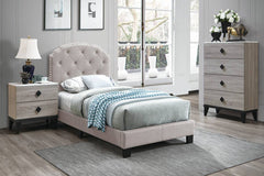 TWIN BED/LIGHT BROWN BURPLAP
