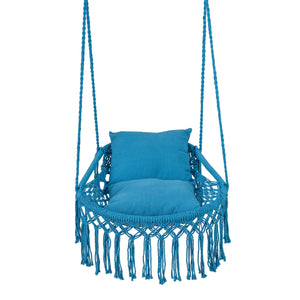 Easy to hang separately or hang together with metal rings<br>Sturdy metal frame supports up to 330 lbs<br>Spacious seat for ultimate comfort<br>Easy to fold and store the swing chair<br>Chic bohemian style with decorative fringes<br>Suitable for indoor an