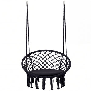 Easy to hang separately or hang together with metal rings<br>Sturdy metal frame supports up to 330 lbs<br>Spacious seat cushion for ultimate comfort<br>Easy to fold and store the swing chair<br>Chic bohemian style with decorative fringes<br>Suitable for i
