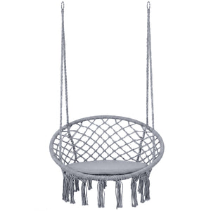 Easy to hang separately or hang together with metal rings<br>Sturdy metal frame supports up to 330 lbs<br>Spacious seat cushion for ultimate comfort<br>Easy to fold and store the swing chair<br>Chic bohemian style with decorative fringes<br>Suitable for i