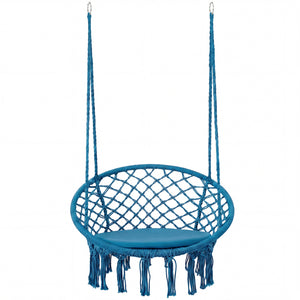 Easy to hang separately or hang together with metal rings<br>Sturdy metal frame supports up to 330 lbs<br>Spacious seat cushion for ultimate comfort<br>Easy to fold and store the swing chair<br>Chic bohemian style with decorative fringes<br>Suitable for i