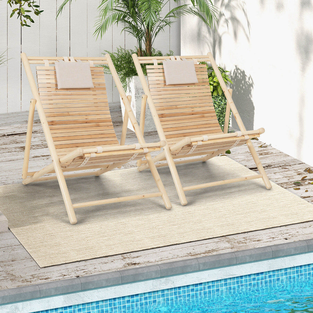 Durable to use and stable to sit with solid fir wood<br>3-level adjustable backrest for different needs<br>Fit your body perfectly thanks to its ergonomic natural curve<br>Make you feel more comfortable with soft padded headrest<br>Folding sling chair for