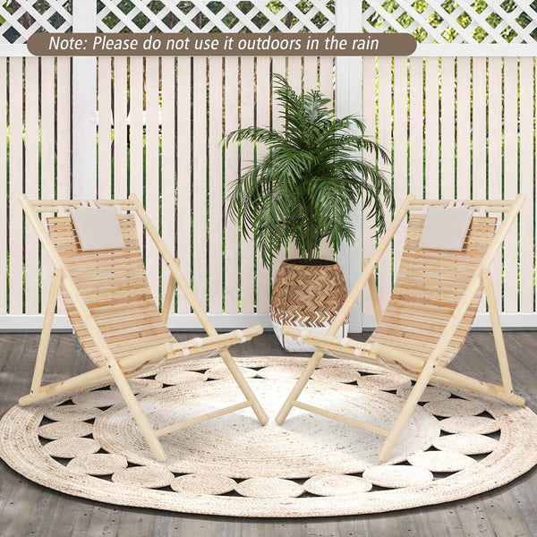 Durable to use and stable to sit with solid fir wood<br>3-level adjustable backrest for different needs<br>Fit your body perfectly thanks to its ergonomic natural curve<br>Make you feel more comfortable with soft padded headrest<br>Folding sling chair for