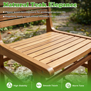 Natural teak elegance brings a warm tone and high stability to your outdoor space<br>The smooth touch accounts for an undeniably premium tactile feeling<br>These reinforced crossbars provide uncompromising structural strength<br>Remain reliable and enduri