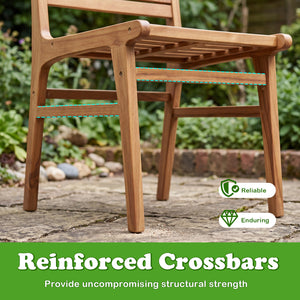 Natural teak elegance brings a warm tone and high stability to your outdoor space<br>The smooth touch accounts for an undeniably premium tactile feeling<br>These reinforced crossbars provide uncompromising structural strength<br>Remain reliable and enduri