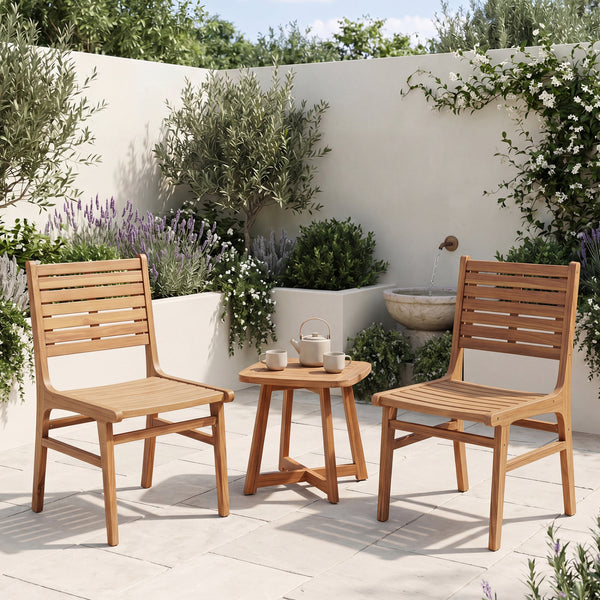 Natural teak elegance brings a warm tone and high stability to your outdoor space<br>The smooth touch accounts for an undeniably premium tactile feeling<br>These reinforced crossbars provide uncompromising structural strength<br>Remain reliable and enduri