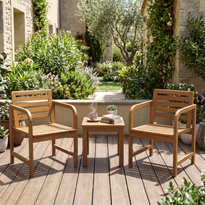 Natural teak elegance brings a warm tone to your outdoor space<br>The smooth touch accounts for an undeniably premium tactile feeling<br>These reinforced crossbars provide uncompromising structural strength<br>Remain reliable and enduring with its fixed-f
