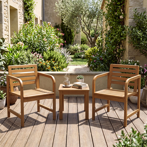 Natural teak elegance brings a warm tone to your outdoor space<br>The smooth touch accounts for an undeniably premium tactile feeling<br>These reinforced crossbars provide uncompromising structural strength<br>Remain reliable and enduring with its fixed-f