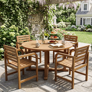 Natural teak elegance brings a warm tone to your outdoor space<br>The smooth touch accounts for an undeniably premium tactile feeling<br>These reinforced crossbars provide uncompromising structural strength<br>Remain reliable and enduring with its fixed-f