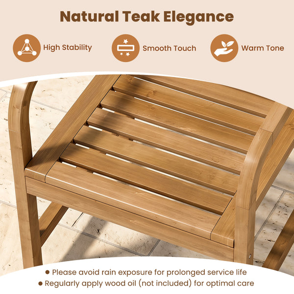 Natural teak elegance brings a warm tone to your outdoor space<br>The smooth touch accounts for an undeniably premium tactile feeling<br>These reinforced crossbars provide uncompromising structural strength<br>Remain reliable and enduring with its fixed-f