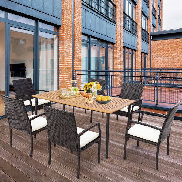 Comfortable to sit with ergonomic backrest and armrests<br>16" seat height is suitable for most patio tables<br>Elastic seat cushion offers more coziness<br>Smooth zippers for easy maintenance of cushion covers<br>Sturdy X-shaped metal frame and adjustabl