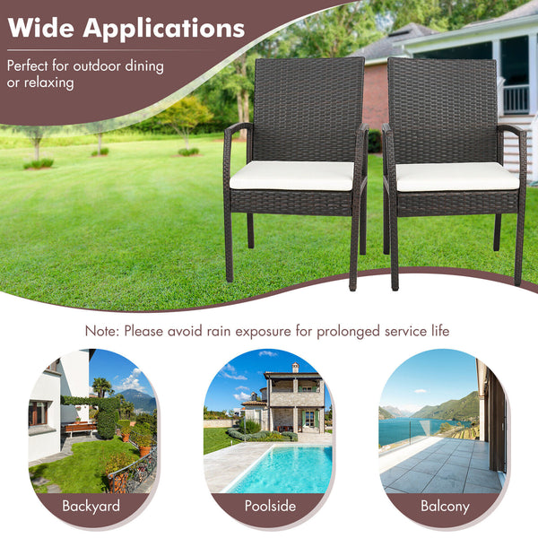 Comfortable to sit with ergonomic backrest and armrests<br>16" seat height is suitable for most patio tables<br>Elastic seat cushion offers more coziness<br>Smooth zippers for easy maintenance of cushion covers<br>Sturdy X-shaped metal frame and adjustabl