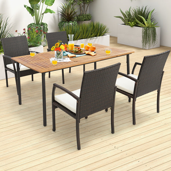 Comfortable to sit with ergonomic backrest and armrests<br>16" seat height is suitable for most patio tables<br>Elastic seat cushion offers more coziness<br>Smooth zippers for easy maintenance of cushion covers<br>Sturdy X-shaped metal frame and adjustabl