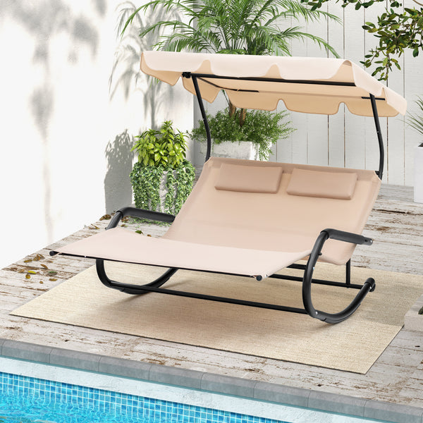 Installation Videoï¼šhttps://drive.google.com/file/d/1wRWAhNM1d0CN-qxasu8coJ0pruNhCKZO/view?usp=sharing <br>78" x 51" spacious relaxing area for 2 people<br>Ergonomic seat with soft head pillows for optimal comfort<br>Gentle rocking design makes you enjoy